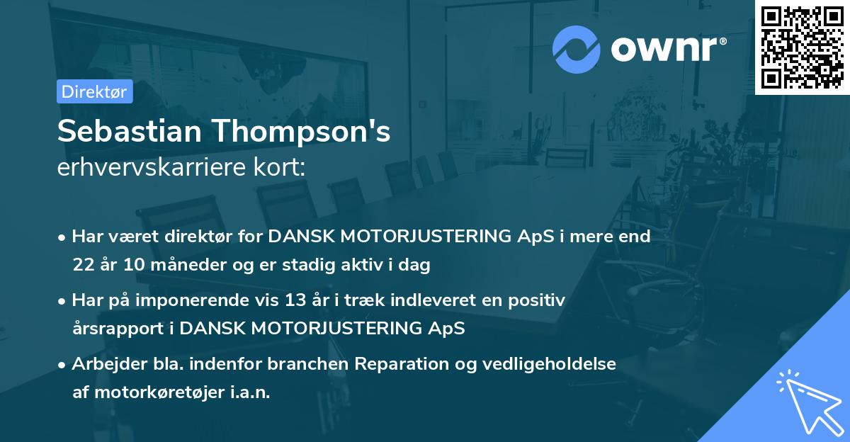 Sebastian Thompson's erhvervskarriere kort