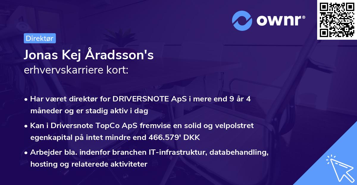 Jonas Kej Åradsson's erhvervskarriere kort