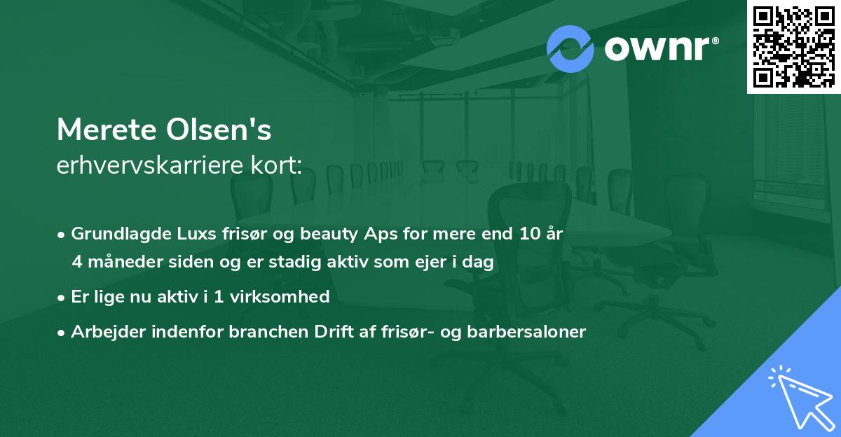 Merete Olsen's erhvervskarriere kort