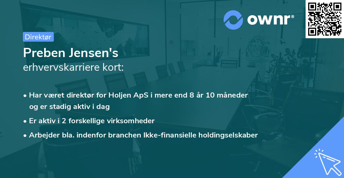 Preben Jensen's erhvervskarriere kort