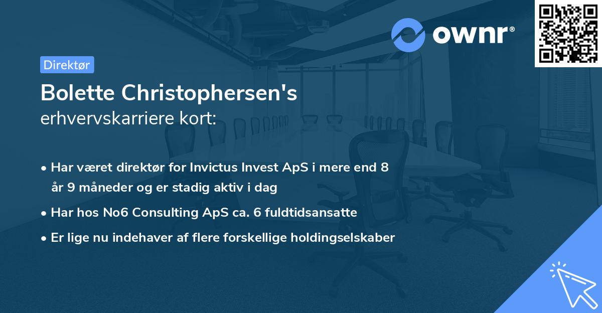 Bolette Christophersen's erhvervskarriere kort