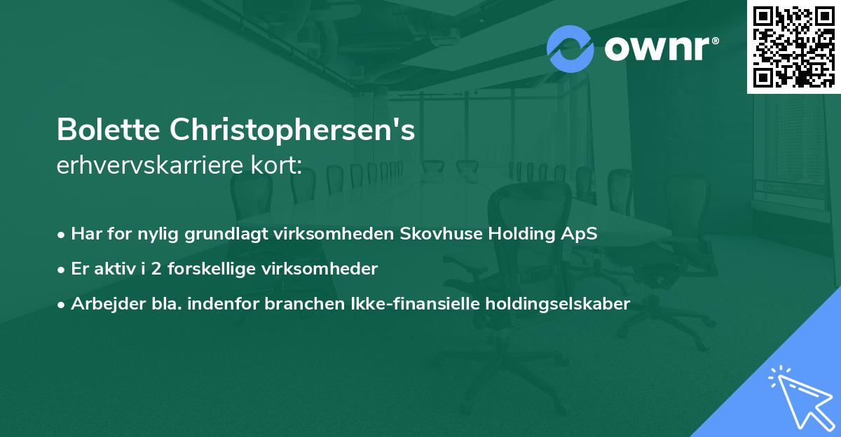 Bolette Christophersen's erhvervskarriere kort