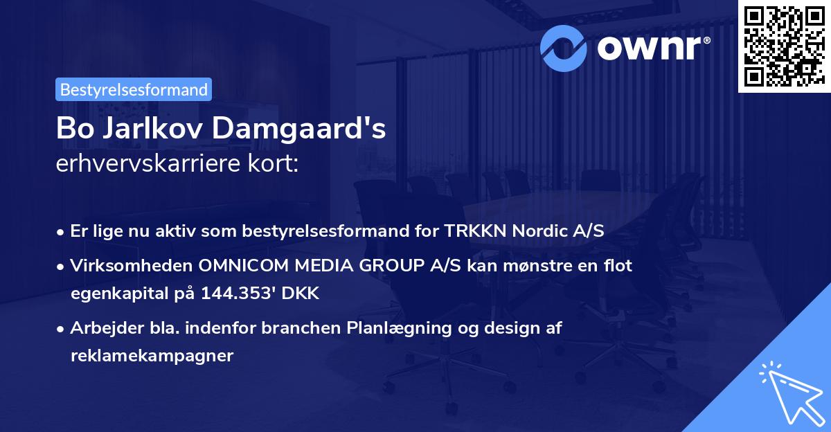 Bo Jarlkov Damgaard's erhvervskarriere kort