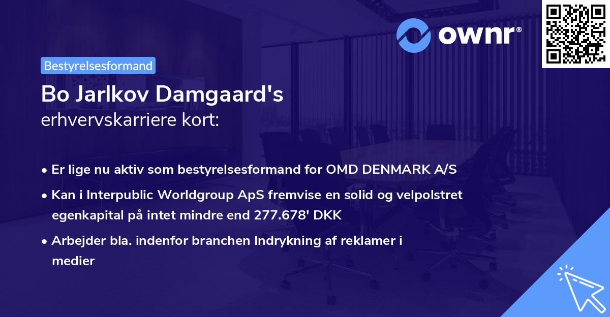 Bo Jarlkov Damgaard's erhvervskarriere kort
