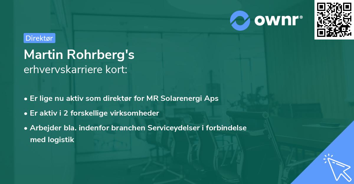 Martin Rohrberg's erhvervskarriere kort