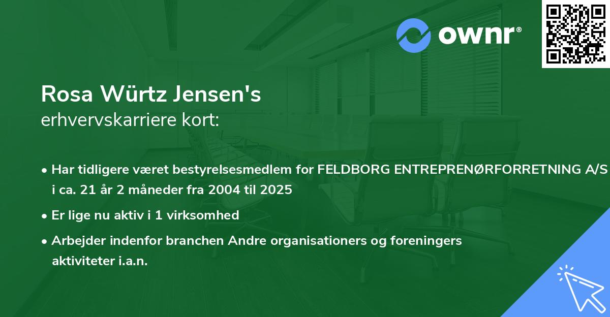 Rosa Würtz Jensen's erhvervskarriere kort