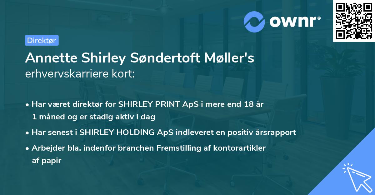 Annette Shirley Søndertoft Møller's erhvervskarriere kort