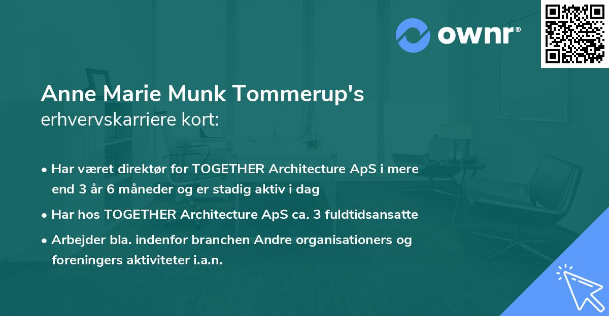 Anne Marie Munk Tommerup's erhvervskarriere kort