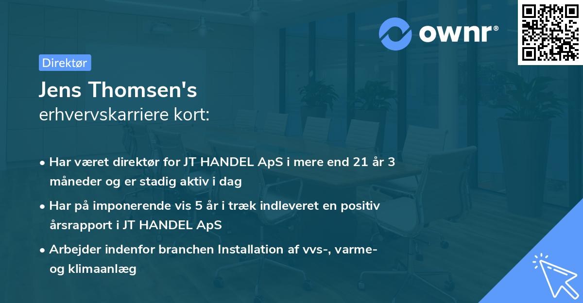Jens Thomsen's erhvervskarriere kort