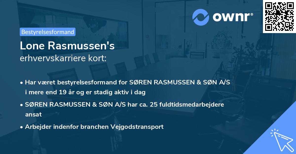 Lone Rasmussen's erhvervskarriere kort