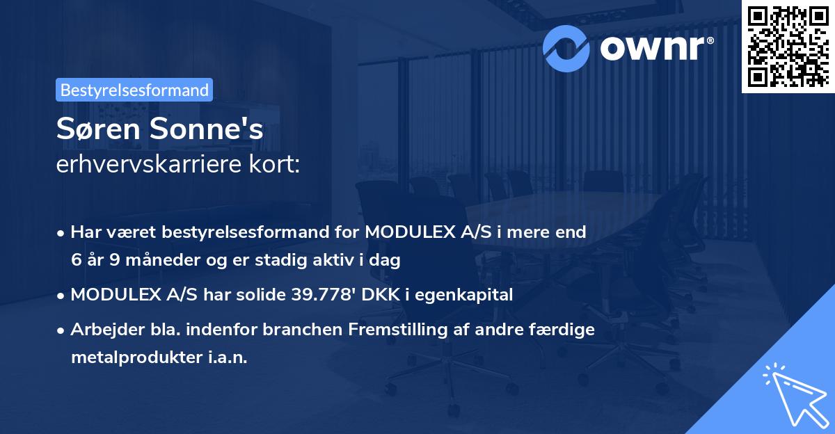 Søren Sonne's erhvervskarriere kort