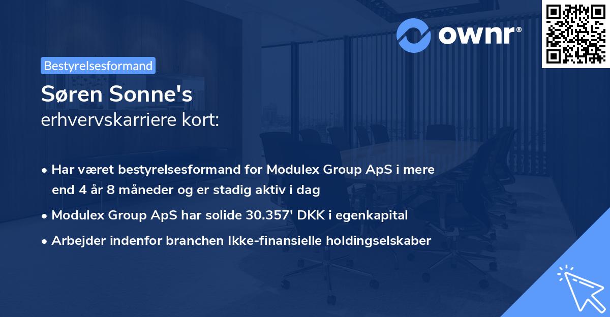 Søren Sonne's erhvervskarriere kort