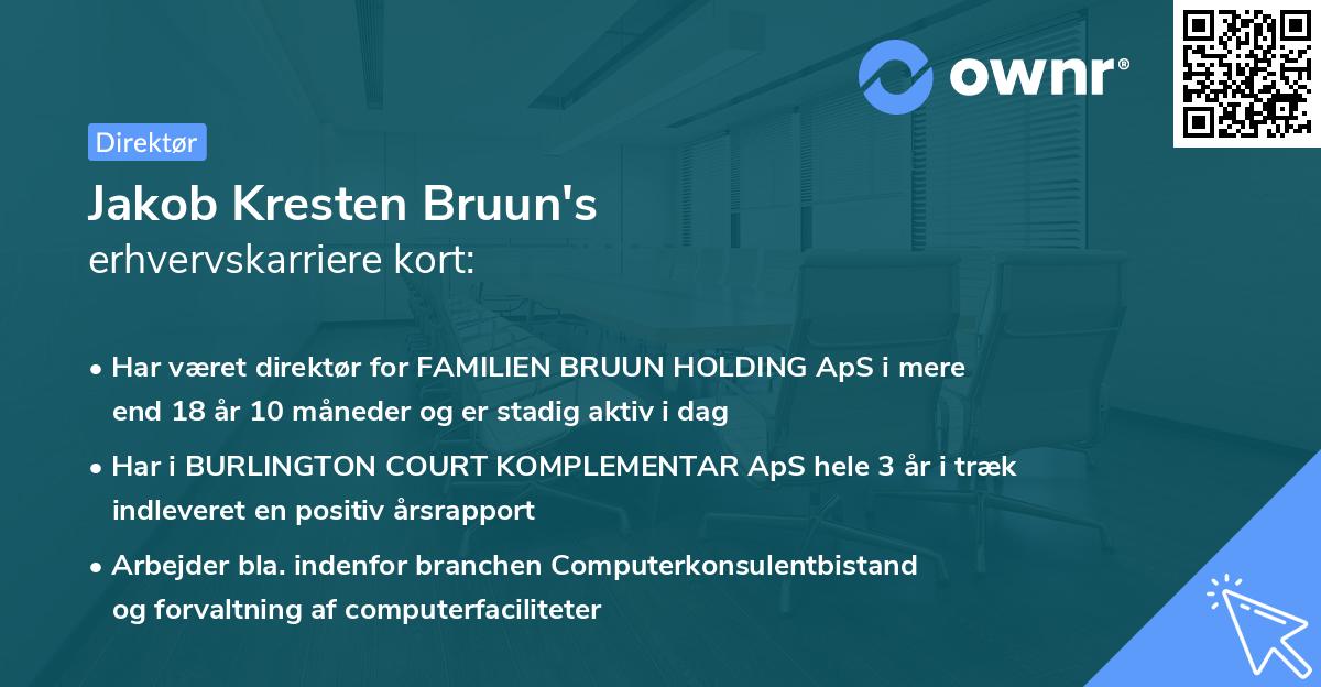 Jakob Kresten Bruun's erhvervskarriere kort
