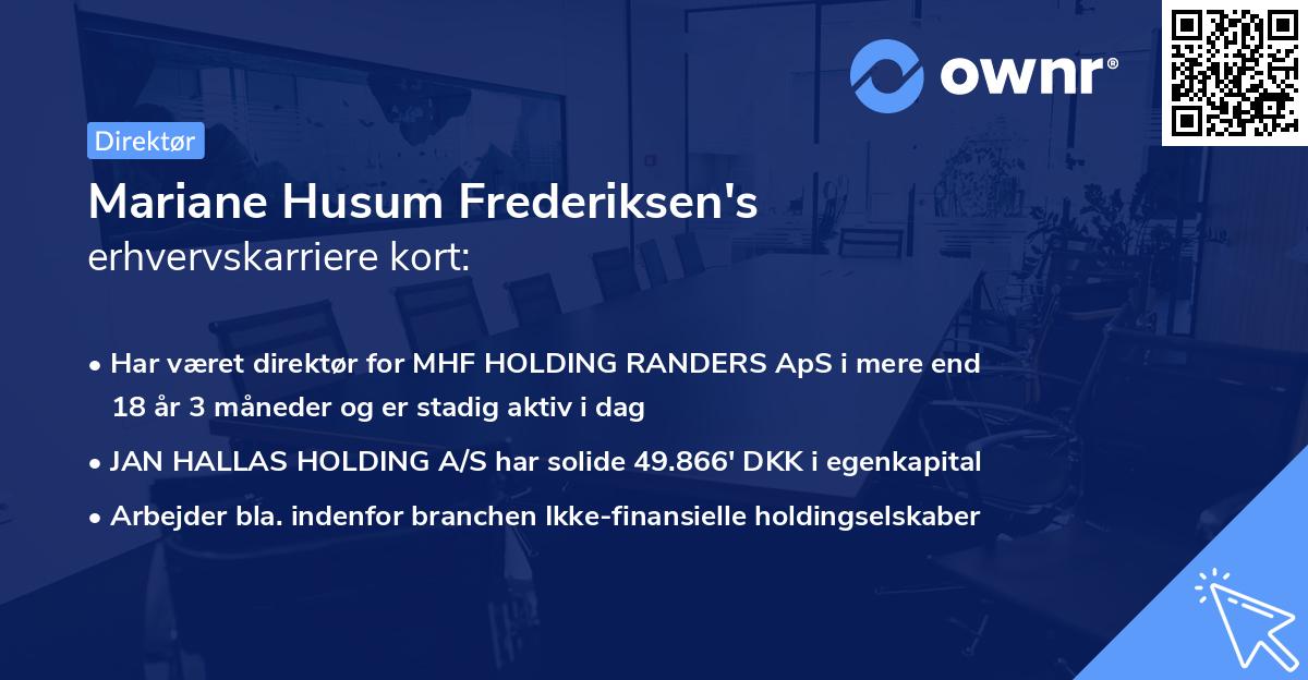 Mariane Husum Frederiksen's erhvervskarriere kort