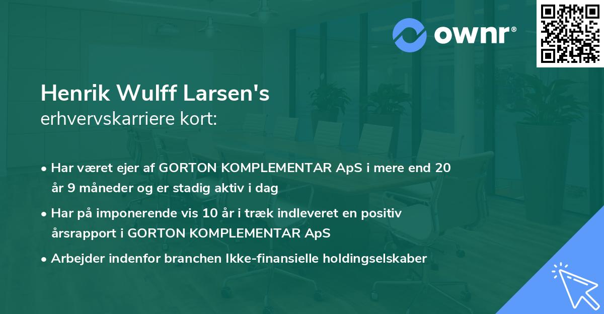 Henrik Wulff Larsen's erhvervskarriere kort