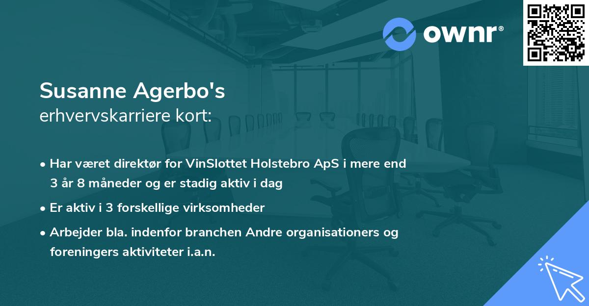 Susanne Agerbo's erhvervskarriere kort