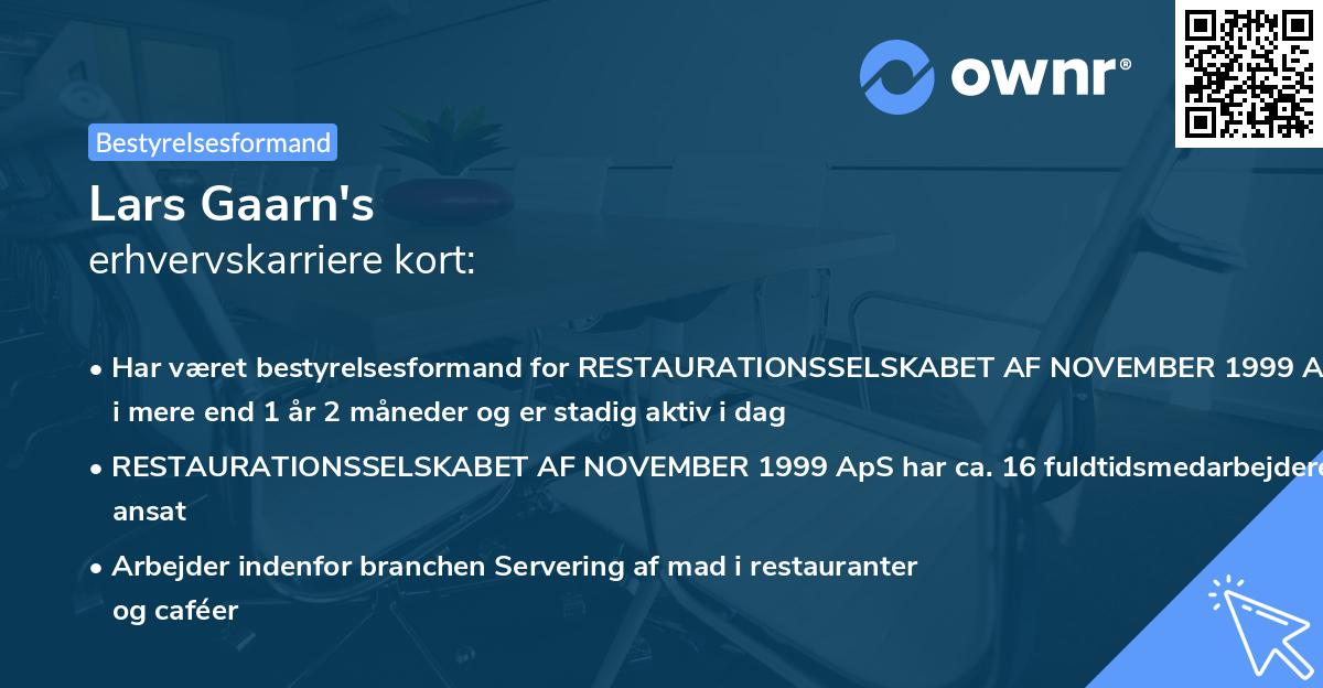 Lars Gaarn's erhvervskarriere kort