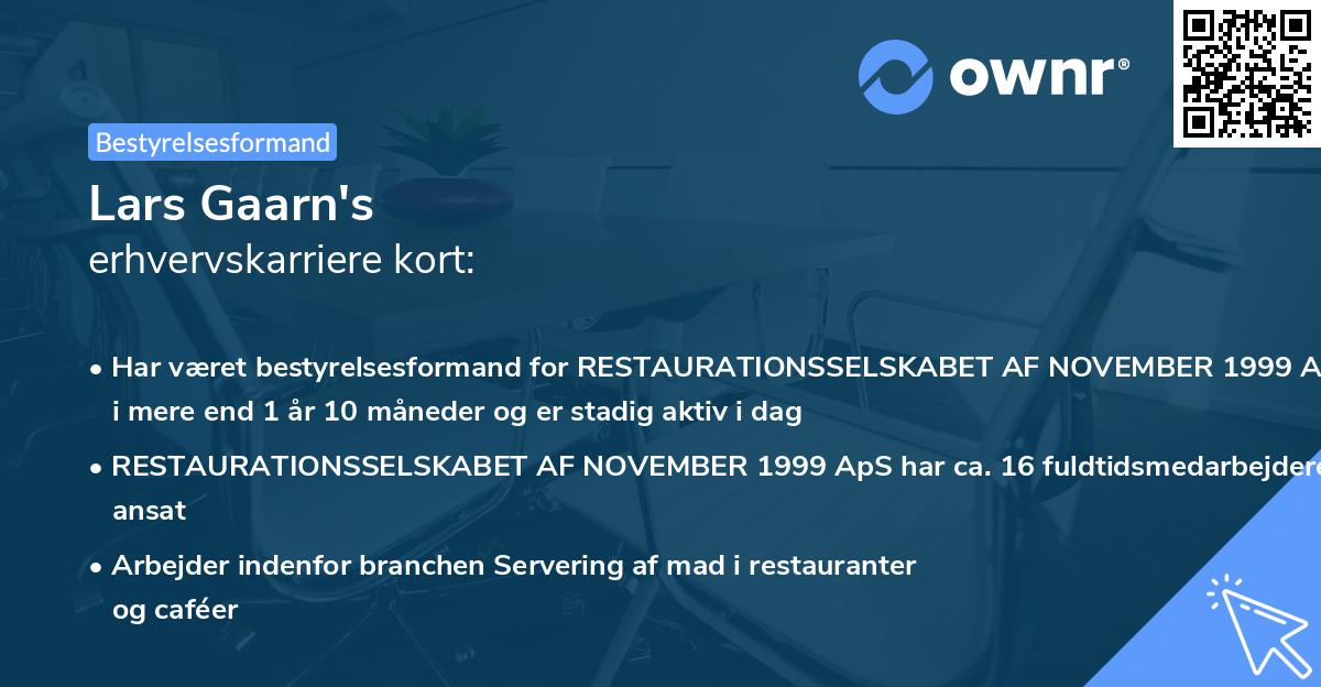 Lars Gaarn's erhvervskarriere kort