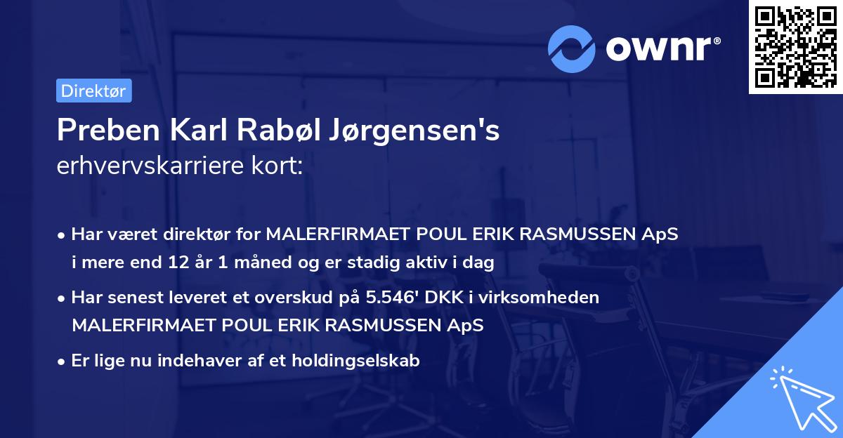 Preben Karl Rabøl Jørgensen's erhvervskarriere kort