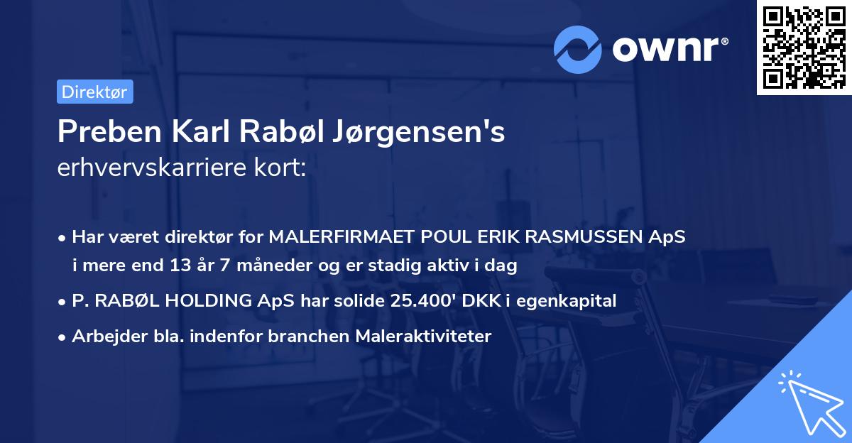 Preben Karl Rabøl Jørgensen's erhvervskarriere kort
