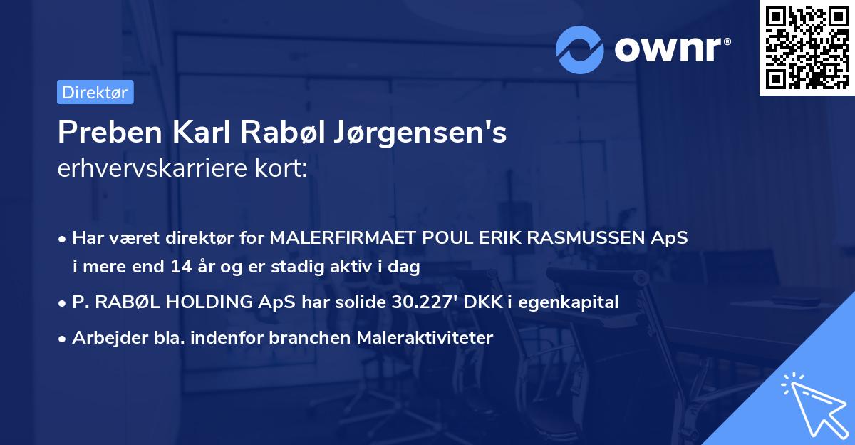 Preben Karl Rabøl Jørgensen's erhvervskarriere kort