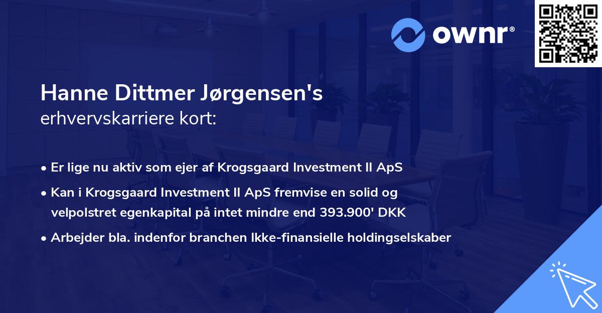 Hanne Dittmer Jørgensen's erhvervskarriere kort
