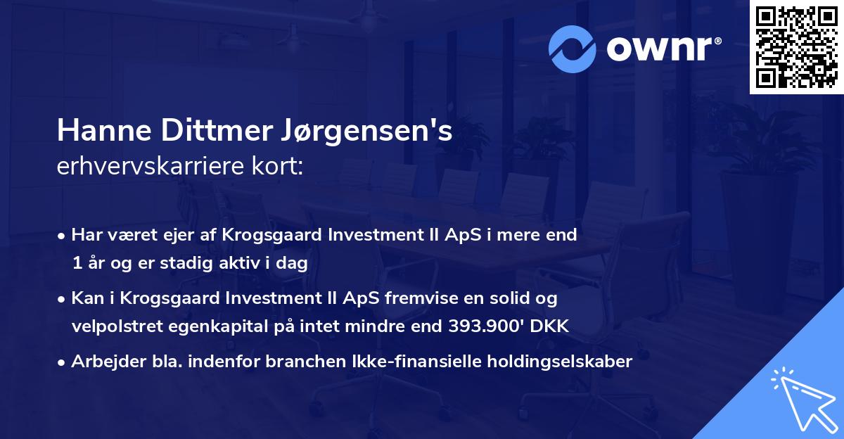 Hanne Dittmer Jørgensen's erhvervskarriere kort