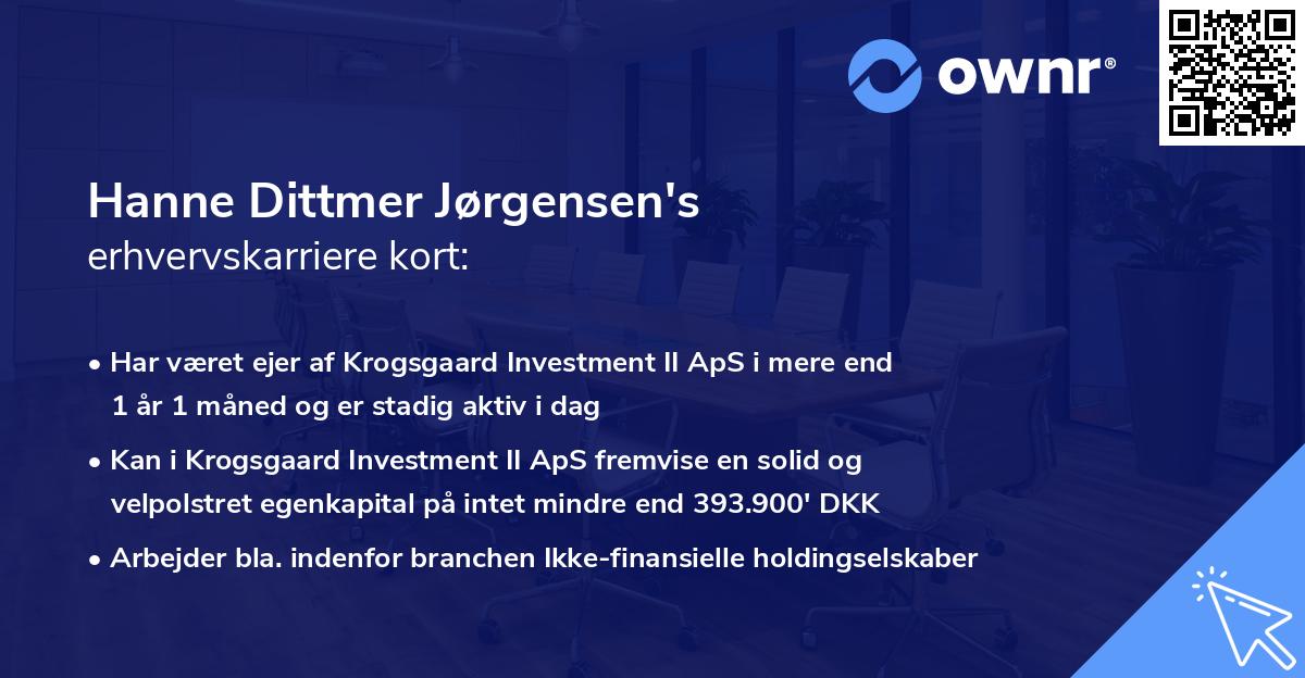 Hanne Dittmer Jørgensen's erhvervskarriere kort