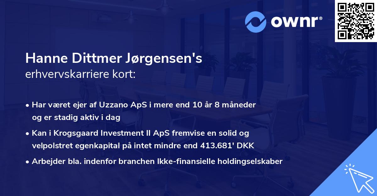 Hanne Dittmer Jørgensen's erhvervskarriere kort