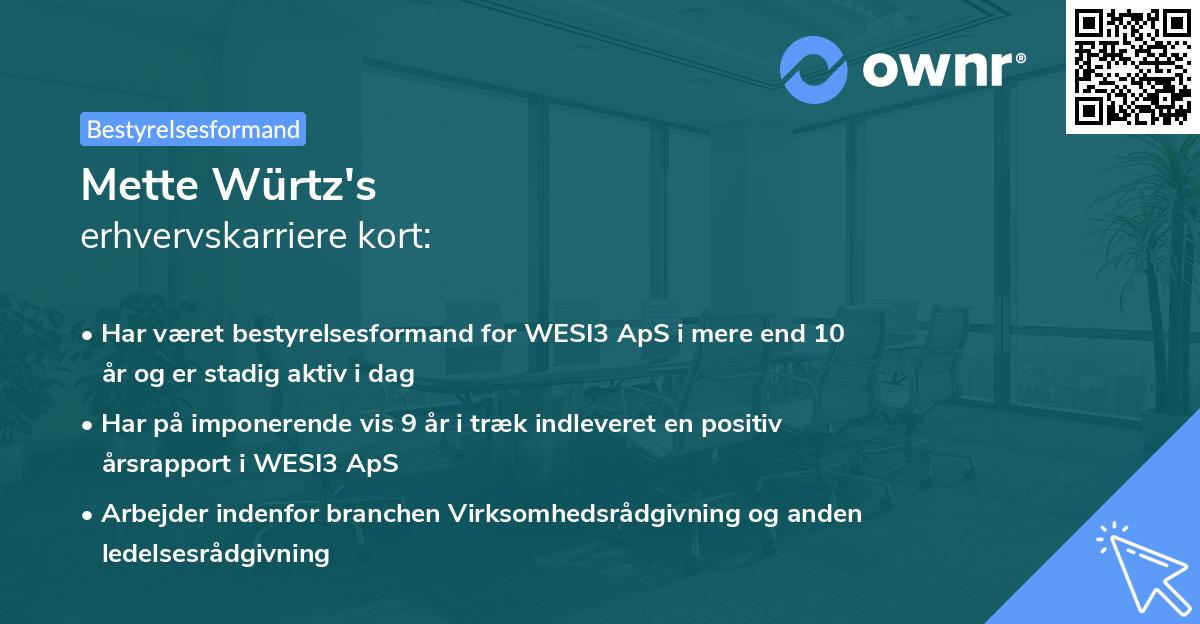 Mette Würtz's erhvervskarriere kort
