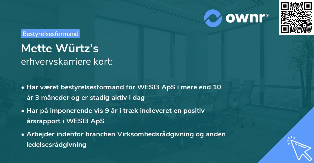 Mette Würtz's erhvervskarriere kort