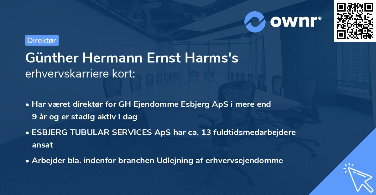 Günther Hermann Ernst Harms's erhvervskarriere kort