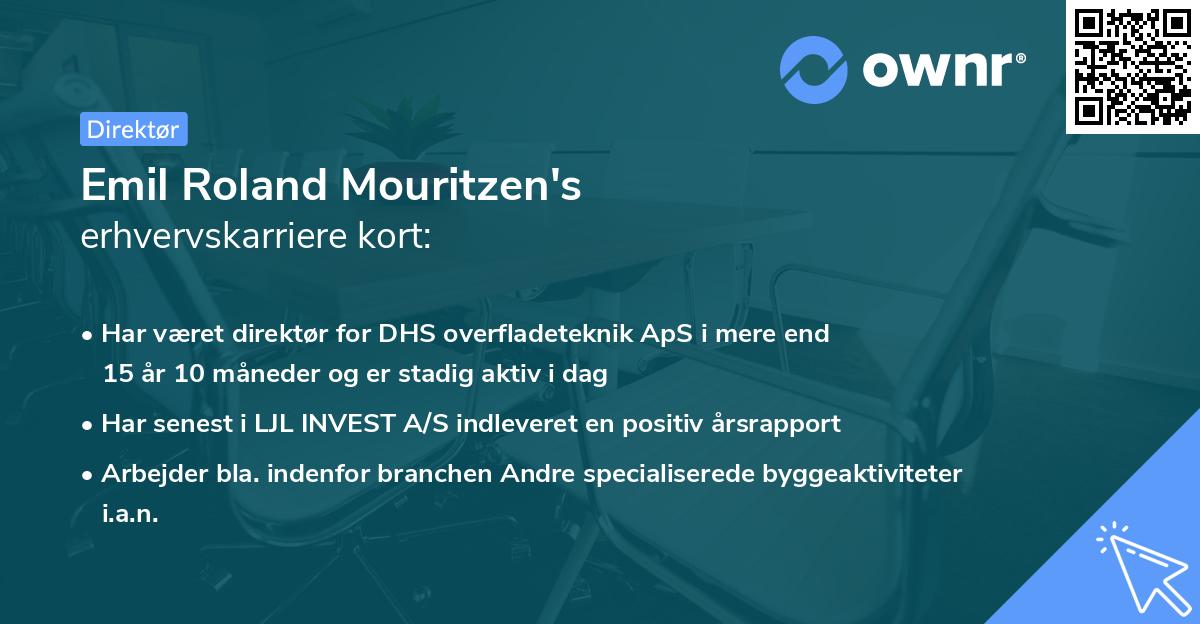 Emil Roland Mouritzen's erhvervskarriere kort