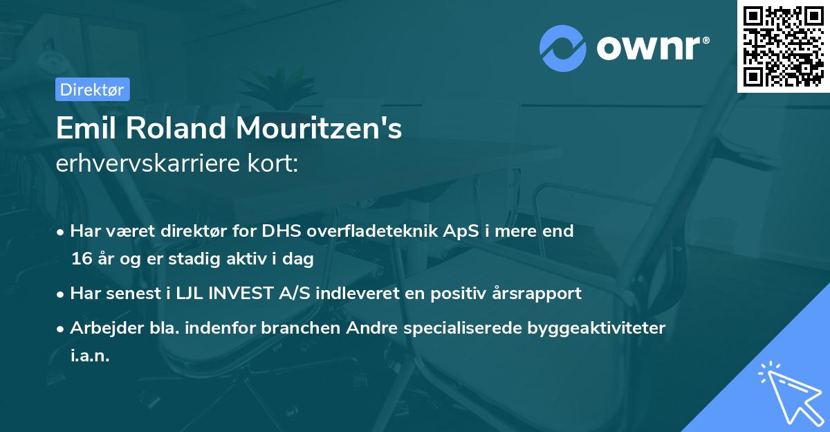 Emil Roland Mouritzen's erhvervskarriere kort