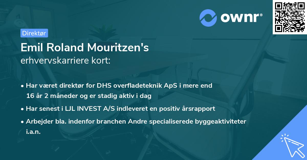 Emil Roland Mouritzen's erhvervskarriere kort