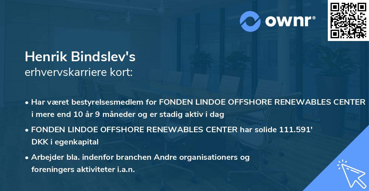 Henrik Bindslev's erhvervskarriere kort