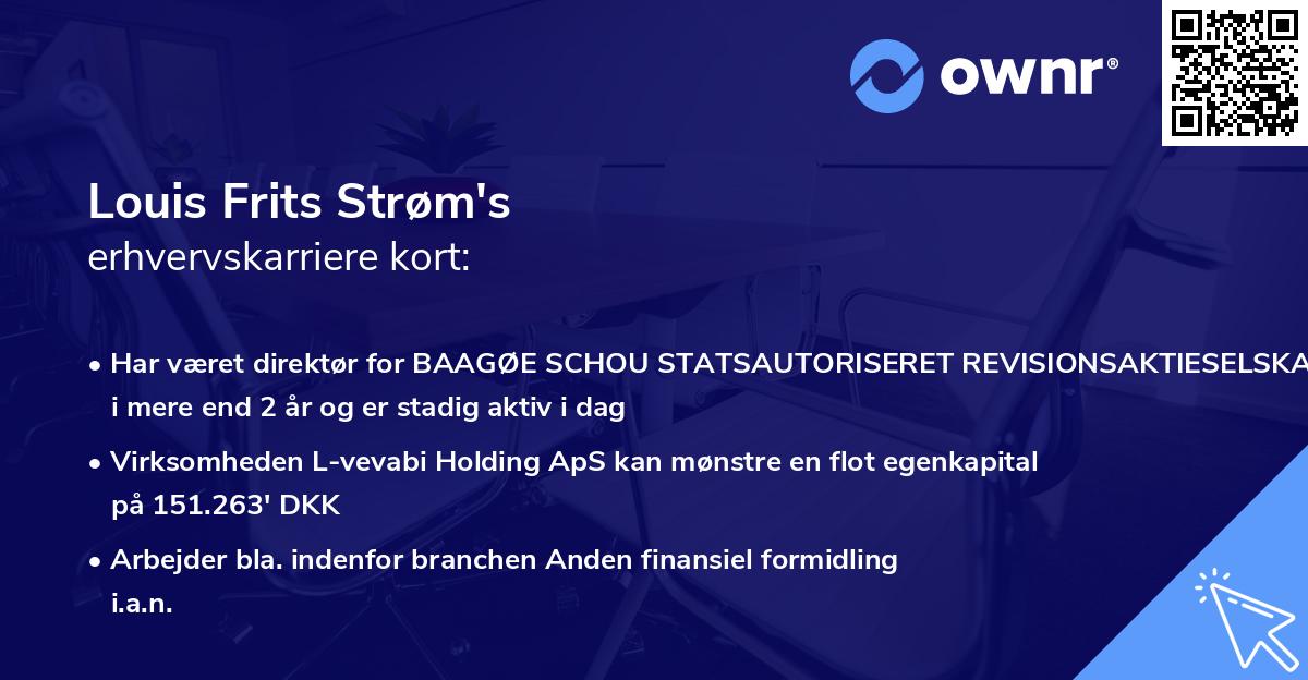 Louis Frits Strøm's erhvervskarriere kort