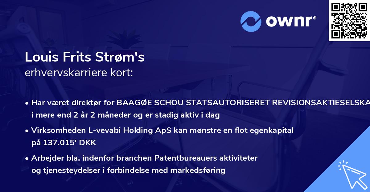 Louis Frits Strøm's erhvervskarriere kort
