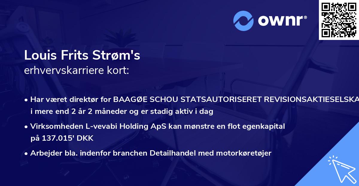 Louis Frits Strøm's erhvervskarriere kort