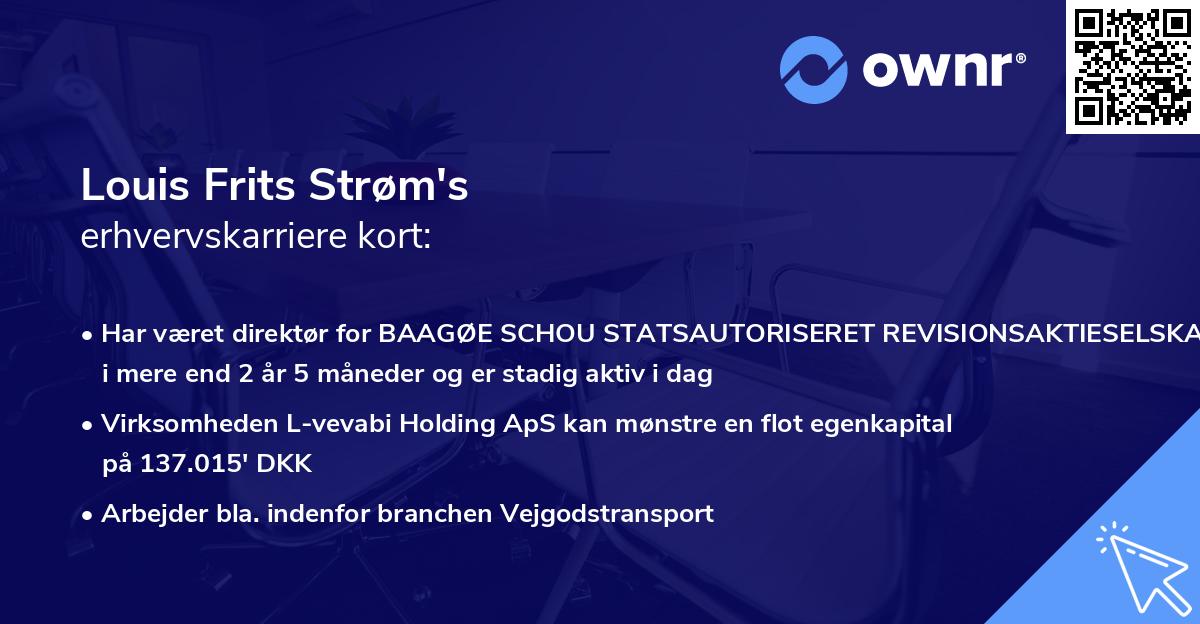 Louis Frits Strøm's erhvervskarriere kort