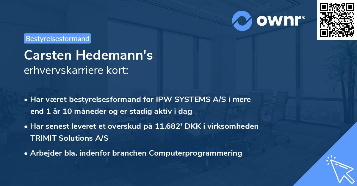 Carsten Hedemann's erhvervskarriere kort