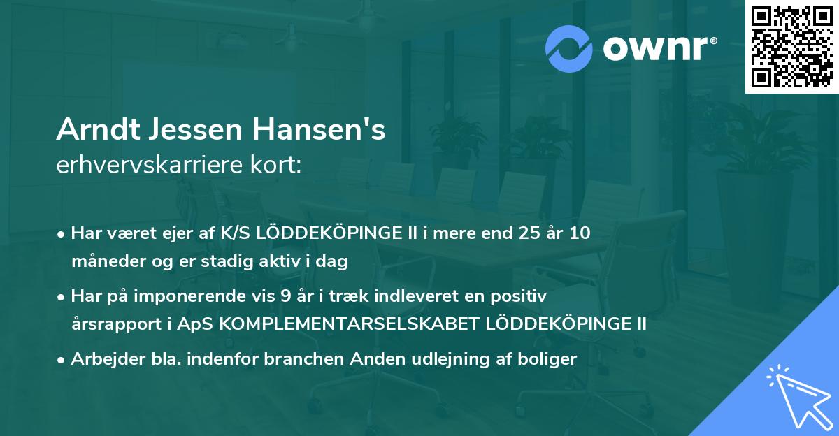 Arndt Jessen Hansen's erhvervskarriere kort