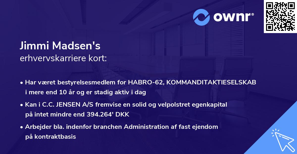 Jimmi Madsen's erhvervskarriere kort