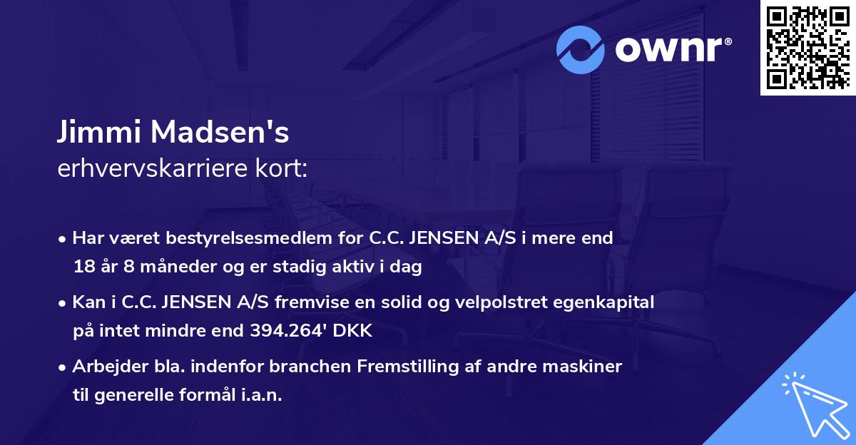 Jimmi Madsen's erhvervskarriere kort