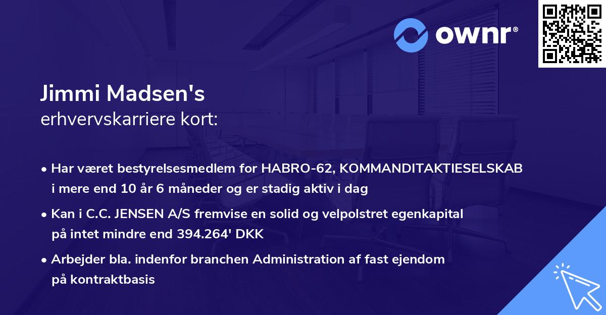 Jimmi Madsen's erhvervskarriere kort