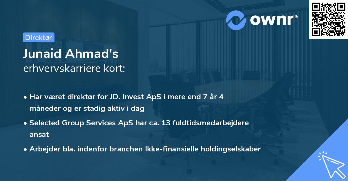 Junaid Ahmad's erhvervskarriere kort