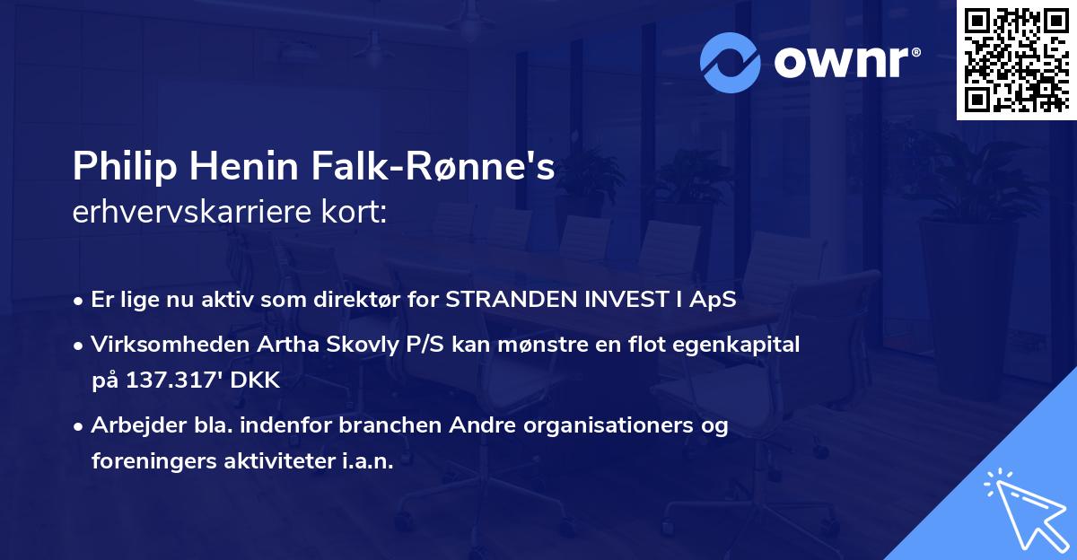 Philip Henin Falk-Rønne's erhvervskarriere kort