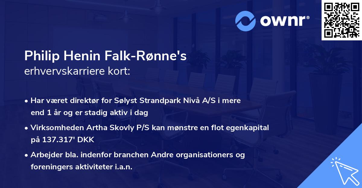 Philip Henin Falk-Rønne's erhvervskarriere kort