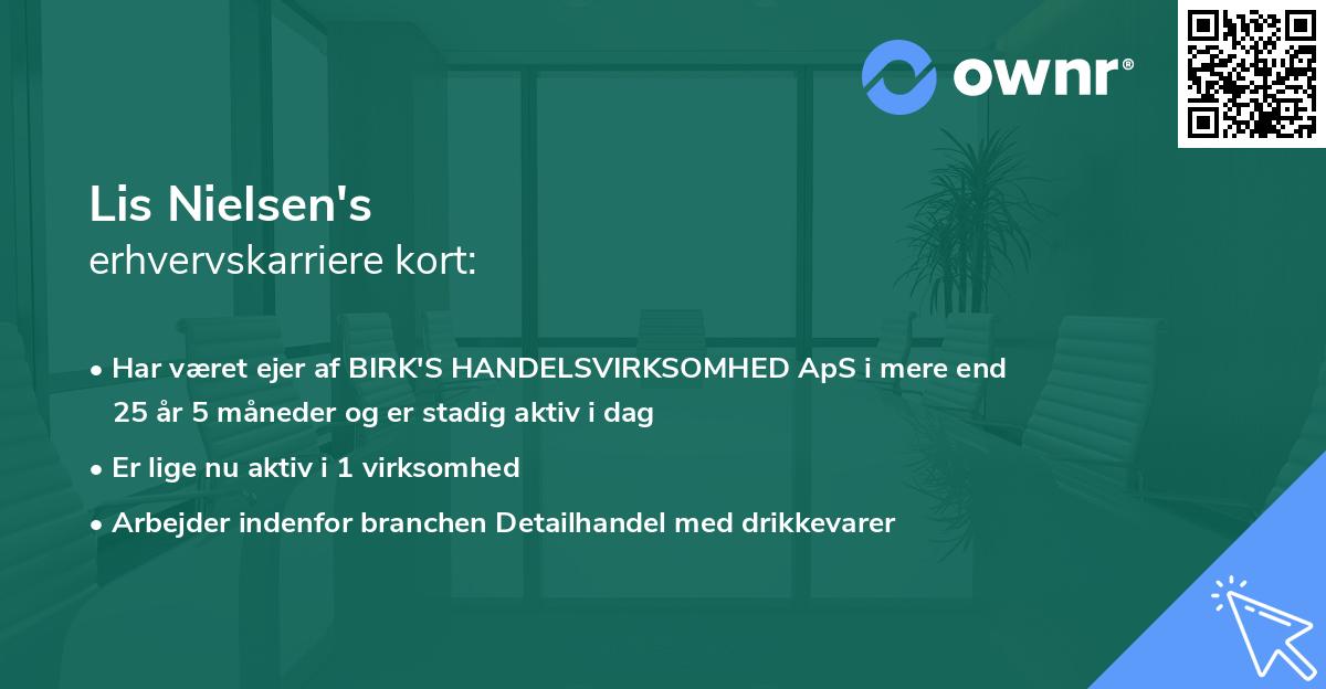 Lis Nielsen's erhvervskarriere kort