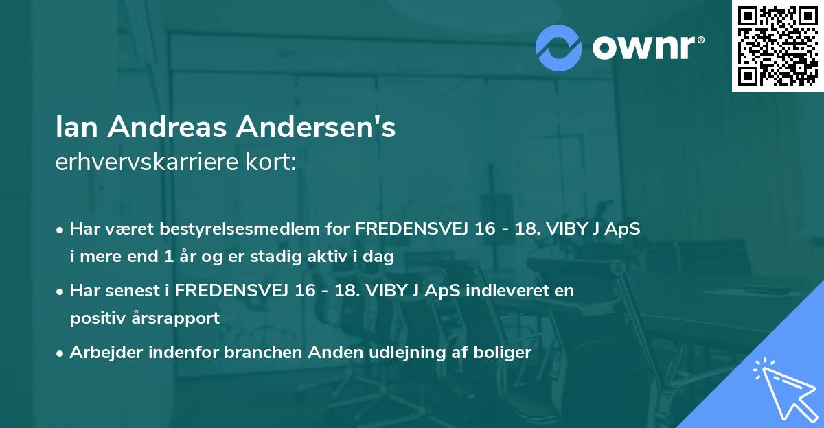 Ian Andreas Andersen's erhvervskarriere kort